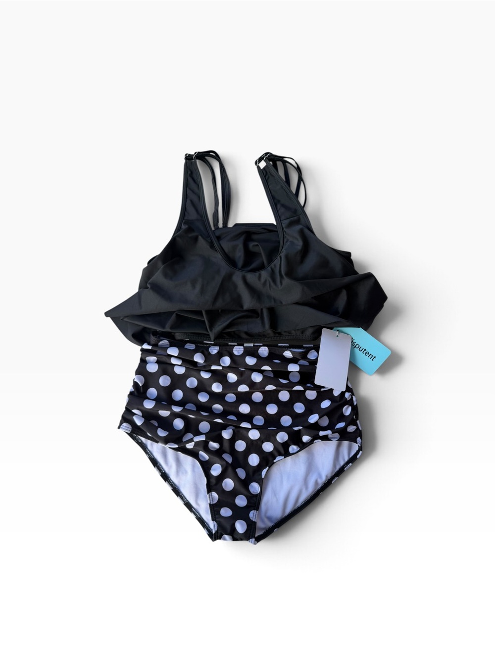 Amazon Essentials Black & White Polka Dot High-Waist Bikini Set